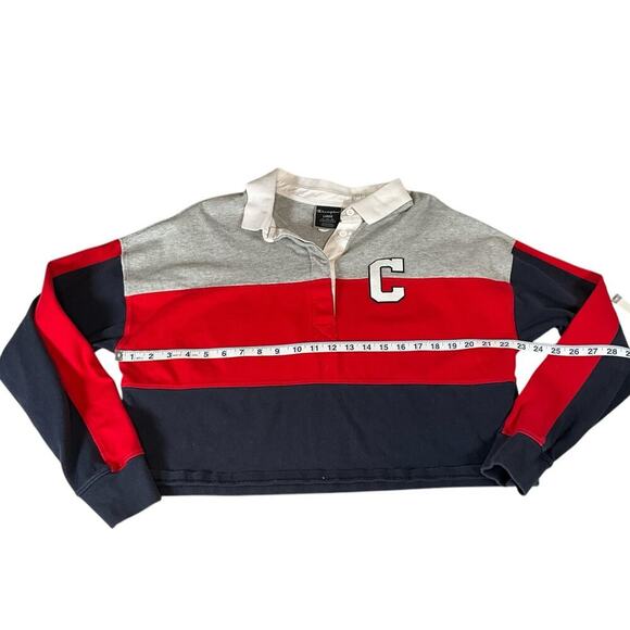 Champion Life Womens Ruby Jersey Cropped Tee Long Sleeve C Felt Logo Collar SZ L - Picture 10 of 14